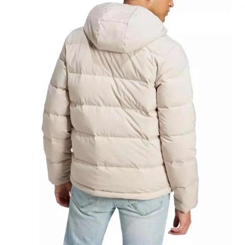Adidas Helionic Hoody Down Coat Padded Cream Beige Jacket Top Coat HY3934 Mens M